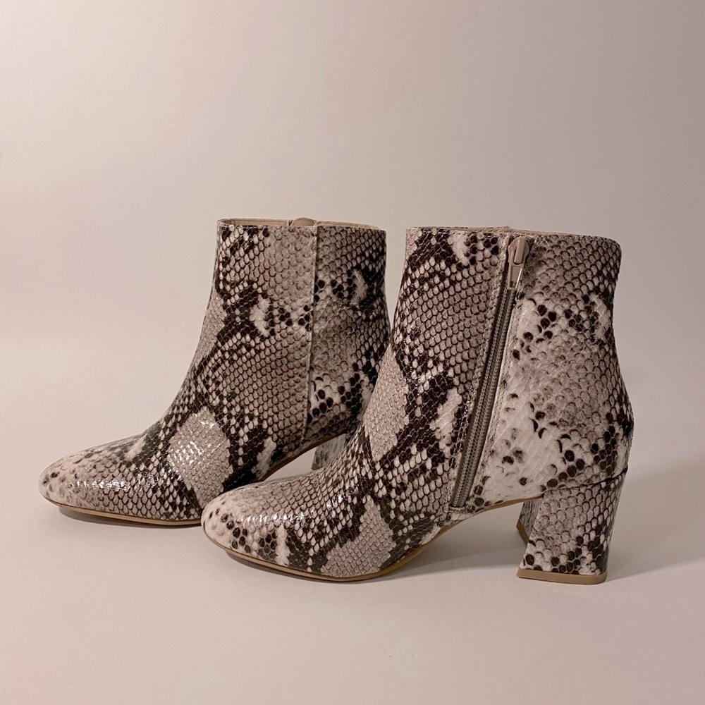 New! Block Heel Snake Print Booties - image 2